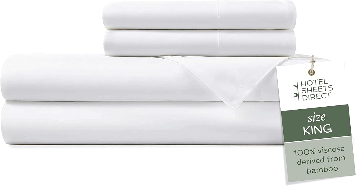 King 4-Piece Bamboo Sheet Set, White