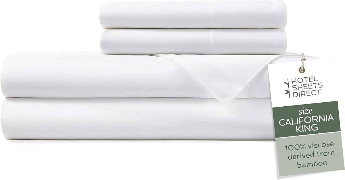 California King 4-Piece Bamboo Sheet Set, White