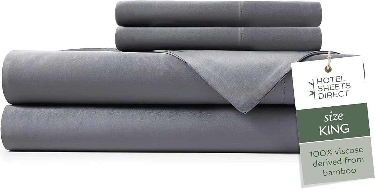 King 4-Piece Bamboo Sheet Set in Dark Gray