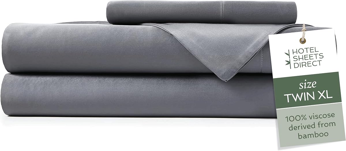 Twin XL 3-Piece Bamboo Sheet Set in Dark Gray