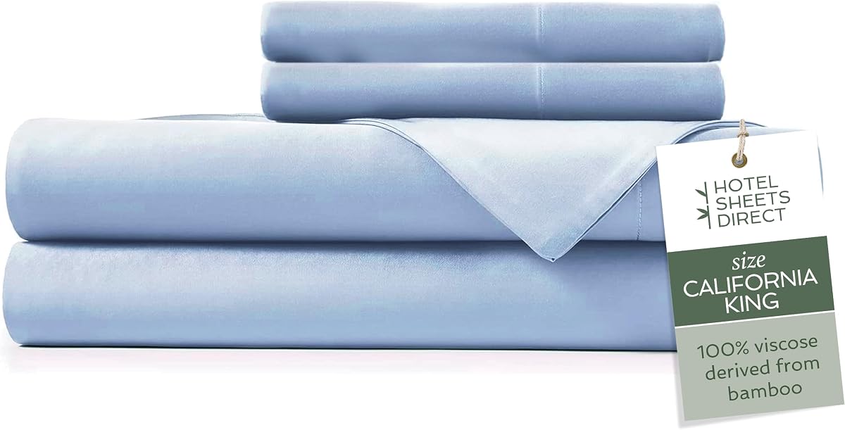 California King 4-Piece Bamboo Sheet Set in Light Blue