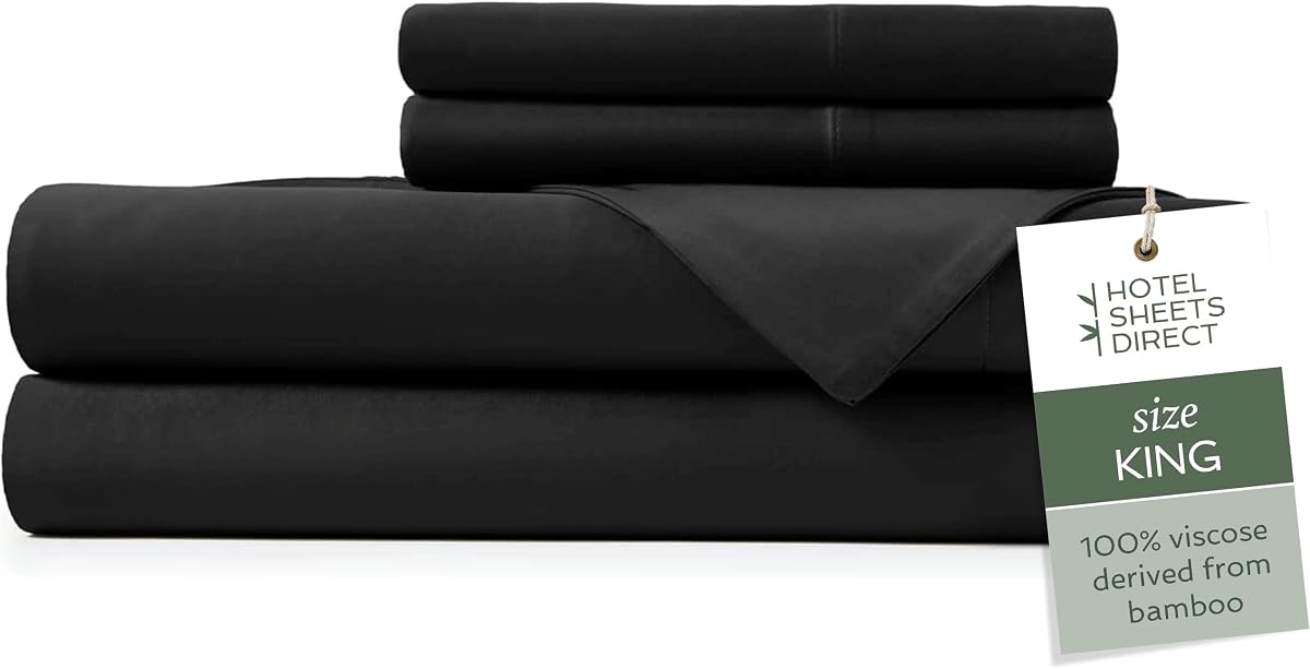 King 4-Piece Bamboo Sheet Set in Black