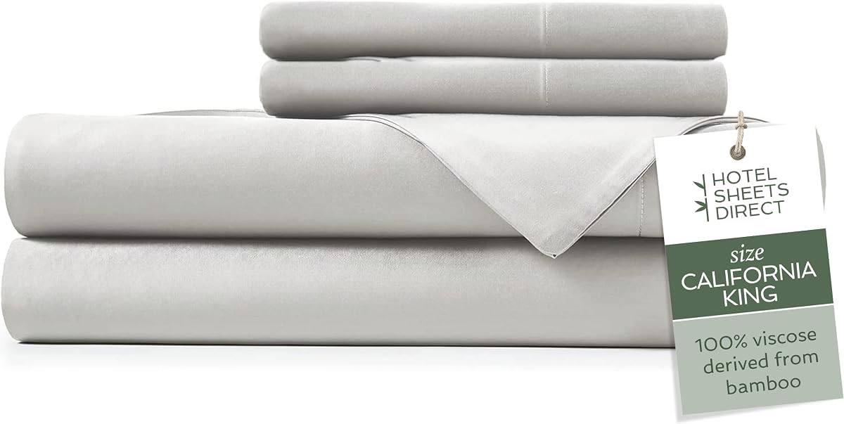 California King 4-Piece Bamboo Sheet Set in Light Gray