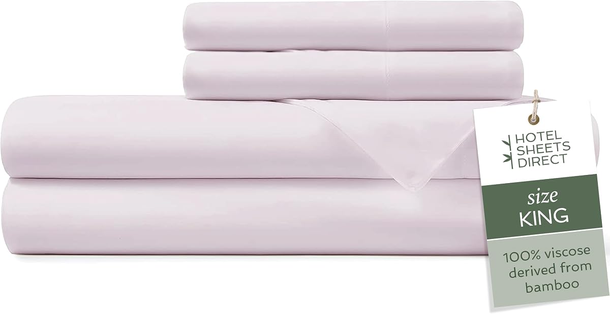 King 4-Piece Bamboo Sheet Set in Light Pink