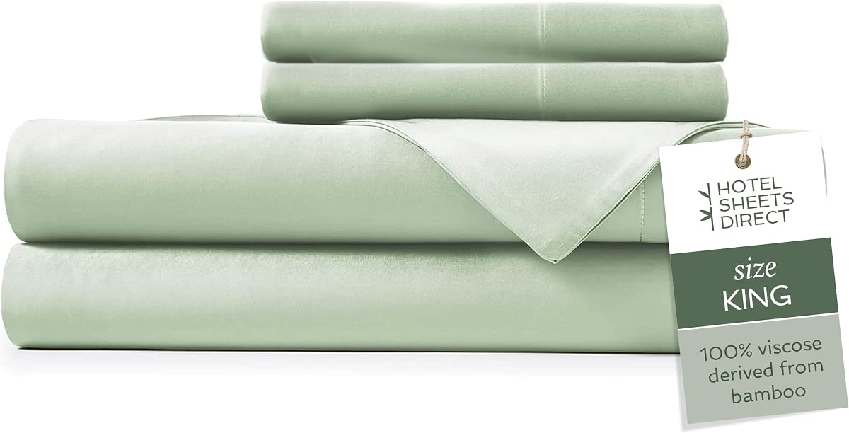 King 4-Piece Bamboo Sheet Set in Light Green